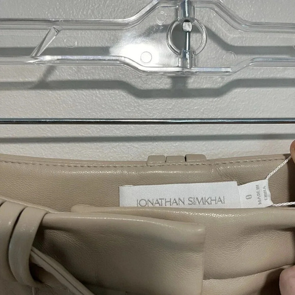 Jonathan Simkhai NWT Pauline Vegan Leather Belted Crop Pant in Moonstone Size 0 - Picture 7 of 12